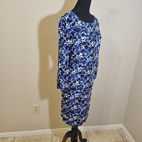 J. Crew Floral Shift Midi To Mini Dress Blue and White Pattern Size XL - Picture 5 of 6